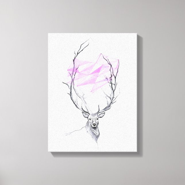 Ciervo y corazón geométrico rosa dibujo Arte anima (Anverso)