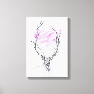 Ciervo y corazón geométrico rosa dibujo Arte anima