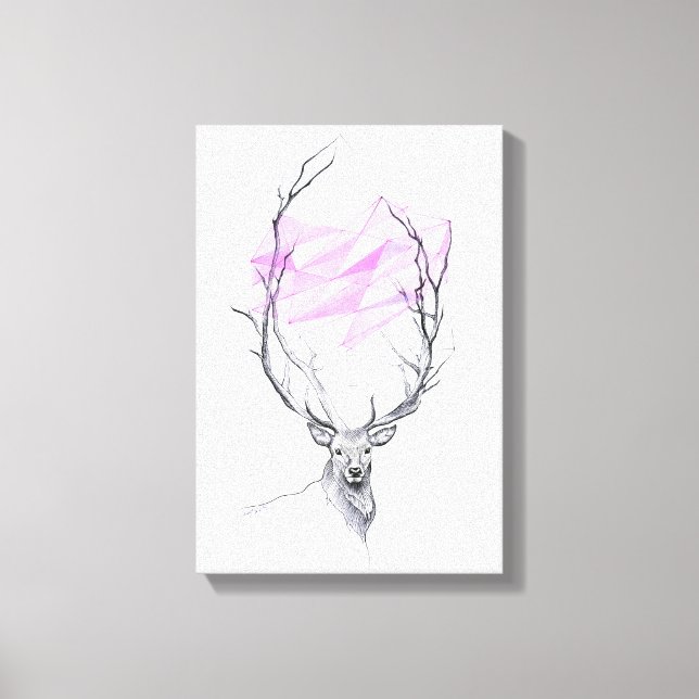 Ciervo y corazón geométrico rosa dibujo Arte anima (Anverso)