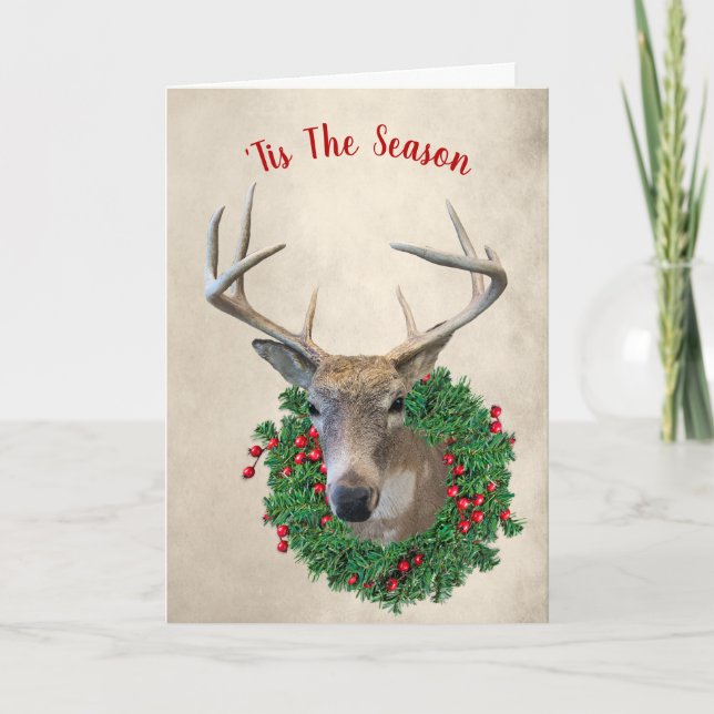 Ciervo y corona de Navidad  (Anverso)