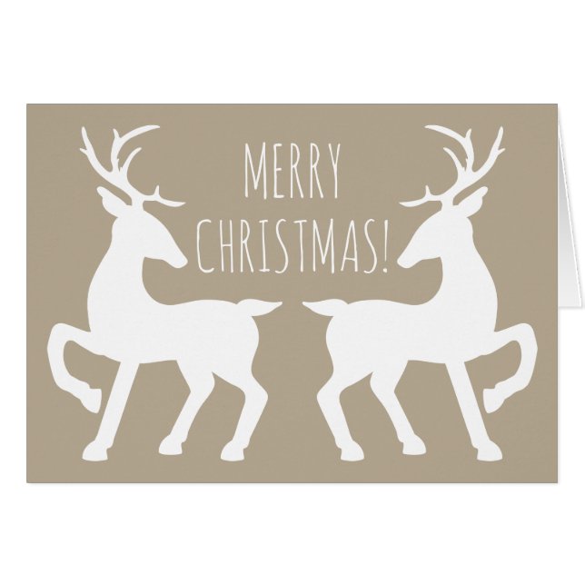 Ciervos Blancos En Navidad Personalizable Beige (Anverso (Horizontal))