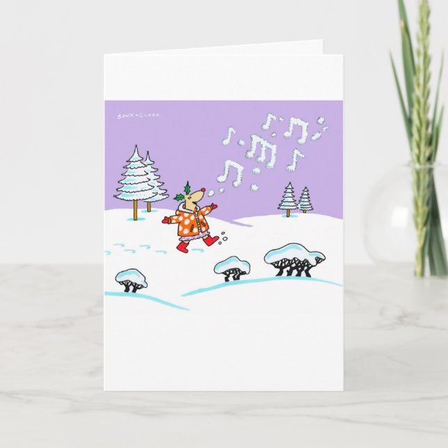 Ciervos del acebo en tarjeta llena de Navidad de (Anverso)