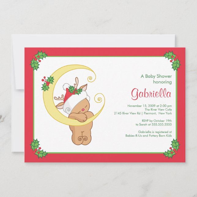 Ciervos dulces del bebé de la invitación de Baby (Anverso)