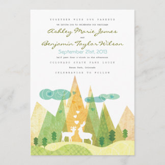 Ciervos en la invitación rústica de la boda del