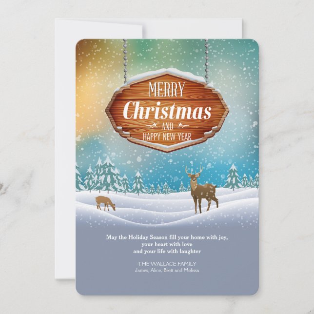 Ciervos en tarjeta de felicitación del navidad de (Anverso)