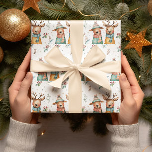 Ciervos Navideños Caprichosos – Papel de Regalo