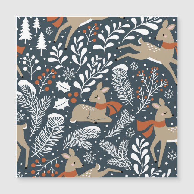 Ciervos navideños vintage, diseño festivo (Anverso)