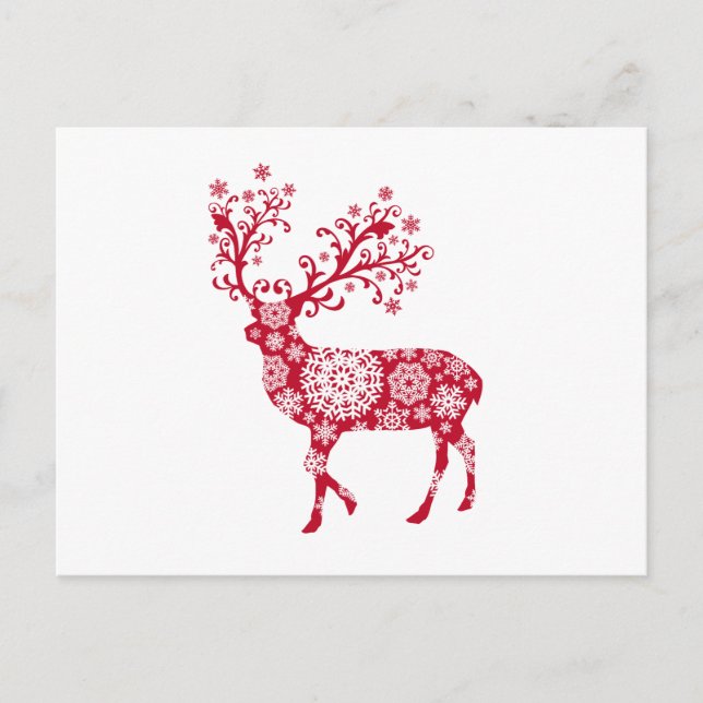 Ciervos rojos del navidad con los copos de nieve (Anverso)