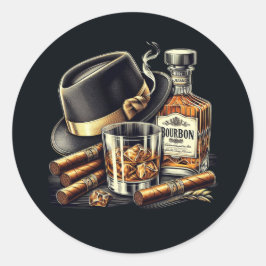 Cigarros y Pegatina redondo clásico de Borbón