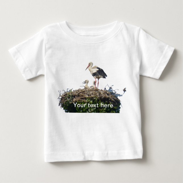 Cigüeña con camiseta para bebés (Anverso)