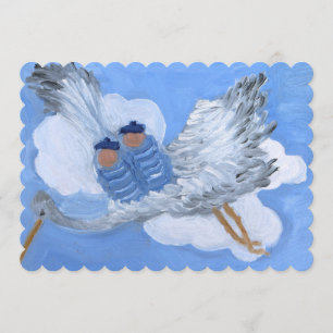 Cigüeña e invitación gemela de los muchachos que