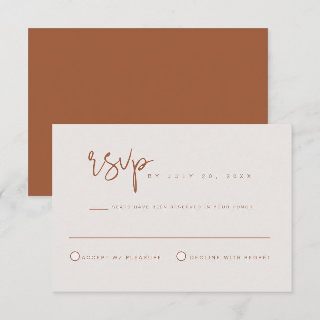 CILANTRO - Tarjeta de respuesta RSVP de tono terro (Anverso / Reverso)