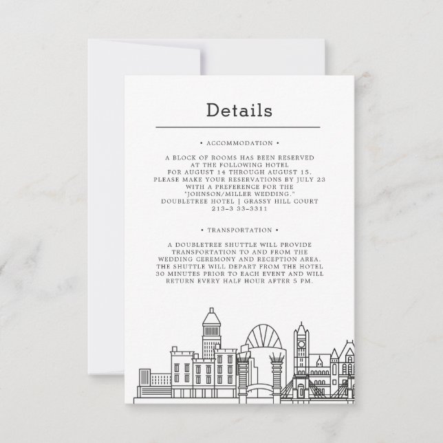 Cincinnati Boda | Invitación a detalles de invitad (Anverso)