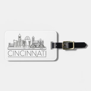 Cincinnati, etiqueta de equipaje estilizada en lín
