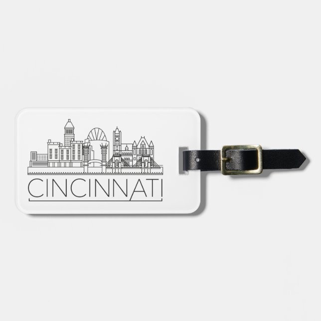 Cincinnati, etiqueta de equipaje estilizada en lín (Frente Horizontal)