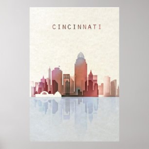 Cincinnati Skyline, Poster de Cincinnati, arte de 