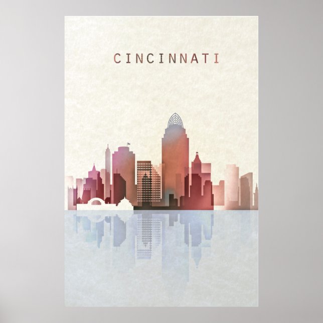 Cincinnati Skyline, Poster de Cincinnati, arte de  (Frente)