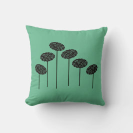 Cinco árboles en Cojín decorativo verde