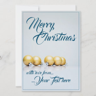 Cinco bolas de Navidad doradas - escritura azul