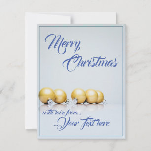 Cinco bolas de Navidad doradas - escritura azul