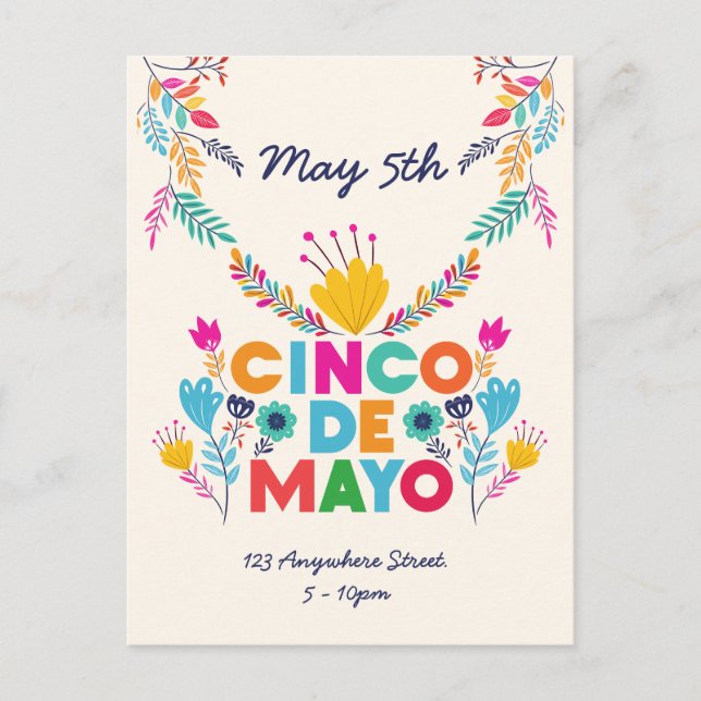 Cinco de Mayo colorida invitación (Anverso)