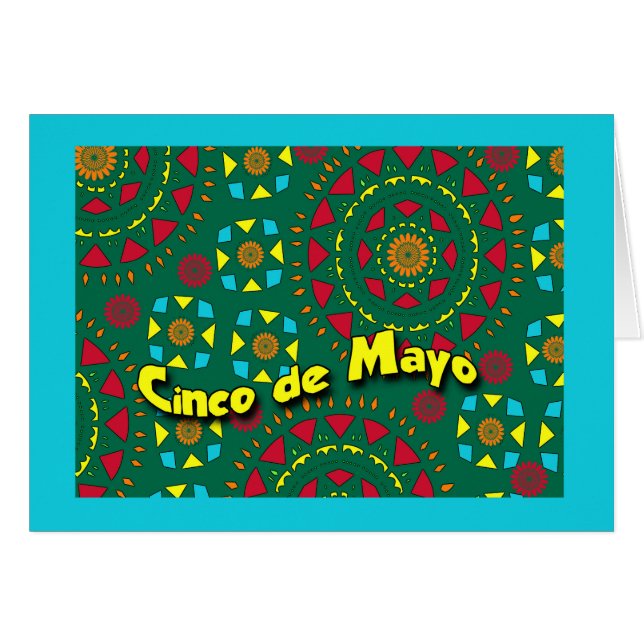 Cinco de Mayo, patrón mosaico colorido (Anverso (Horizontal))