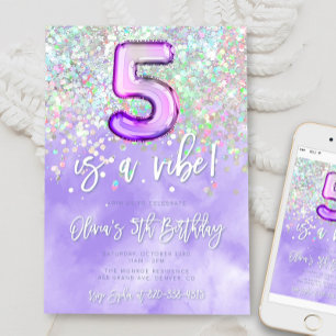 Cinco es un Confetti de Invitación a los 5 Años Vi