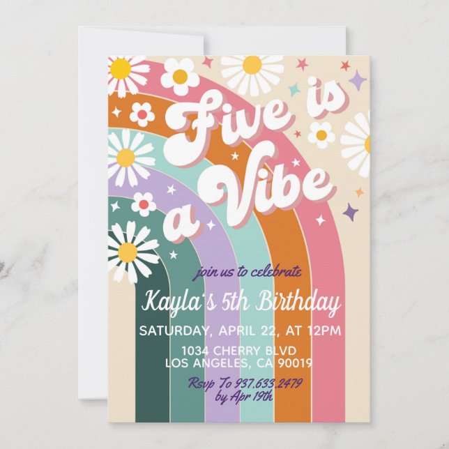Cinco es una invitación a los cinco cumpleaños de  (Anverso)