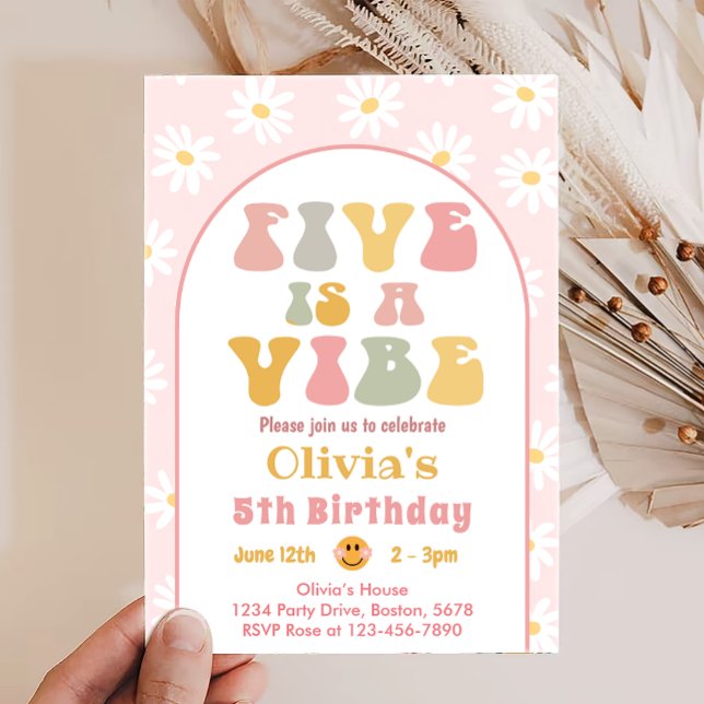 Cinco es una invitación de cumpleaños a Vibe Daisy (Subido por el creador)