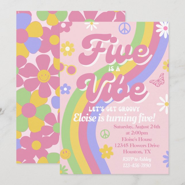 Cinco es una invitación de cumpleaños de Vibe (Anverso / Reverso)