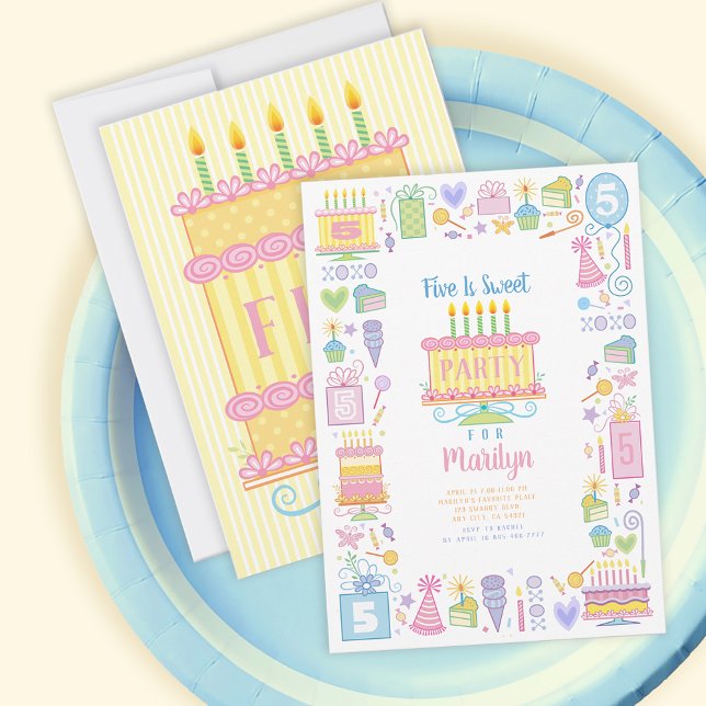 Cinco es una invitación dulce de cumpleaños (Subido por el creador)