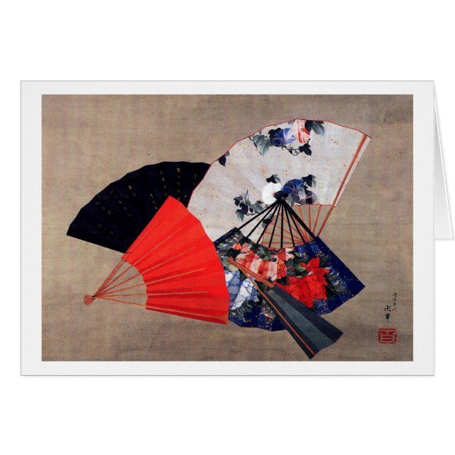 Cinco fans japoneses, Hokusai, Ukiyoe (Anverso (Horizontal))