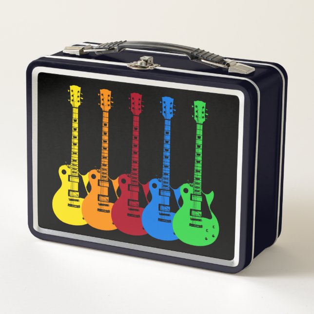 Cinco guitarras eléctricas coloridas (Anverso)
