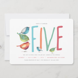 Cinco invitaciones de fiesta de cumpleaños