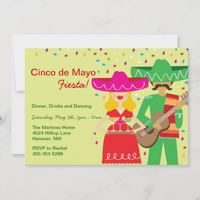 Cinco invitaciones de Mayo Mariachi (Anverso)