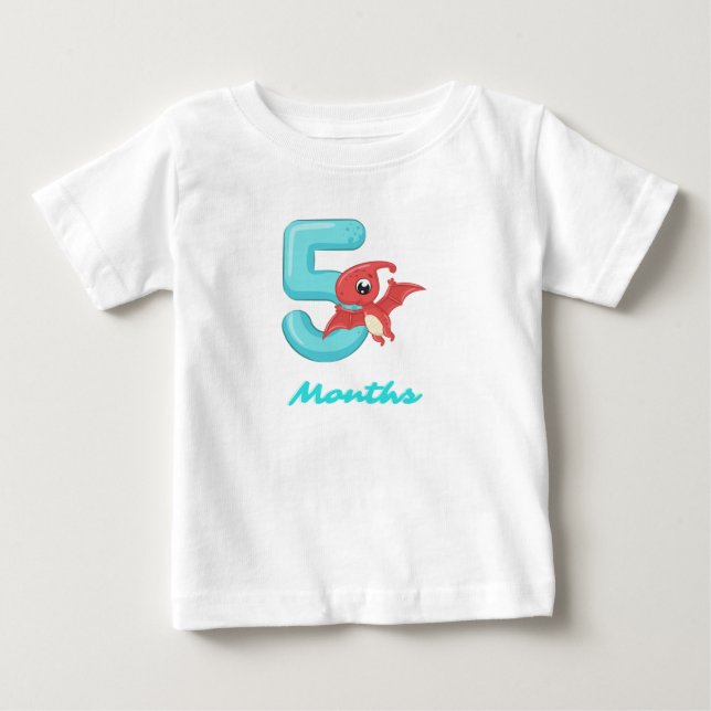 Cinco meses lindo dinosaurio bebé camiseta (Anverso)