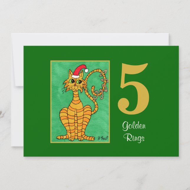 Cinco navidad lindo del personalizado del gato de (Anverso)
