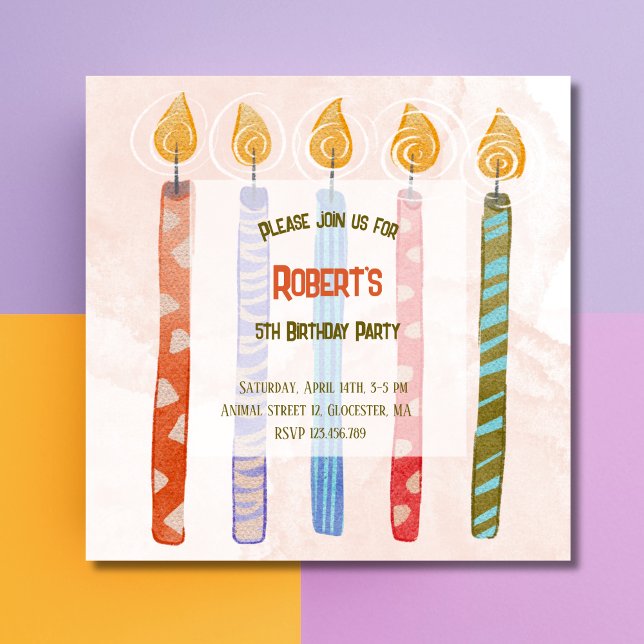 Cinco niños de velas Invitación a la quinta fiesta (Subido por el creador)