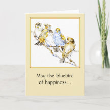 Cinco pájaros color de la tarjeta doblada 5x7