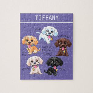 Cinco rompecabezas de cachorros con nombre persona