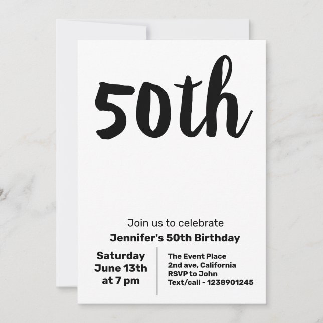 CINCUENTA 50 CUMPLEAÑOS INVITACIÓN DE PARTIDO SIMP (Anverso)