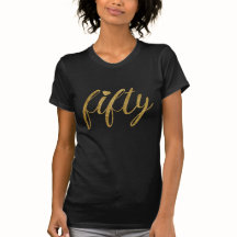 CINCUENTA en Faux Gold Script 50 Camiseta de cumpl