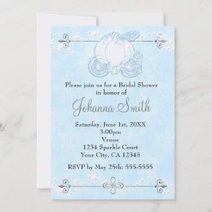 Cinderella Carriage Bridal Shower Blue Invitación