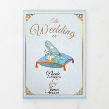 Cinderella Programa de Boda Trifoliado Azul Elegan
