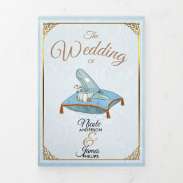 Cinderella Programa de Boda Trifoliado Azul Elegan