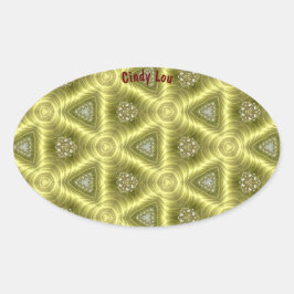 CINDY LOU ~ GOLD BARS Kaleidoscope ~ Oval Pegatina