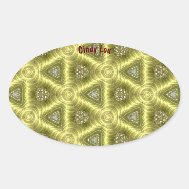 CINDY LOU ~ GOLD BARS Kaleidoscope ~ Oval Pegatina (Anverso)