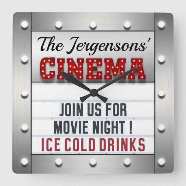 Cine Cine Cine Teatro Nocturno Muro Reloj (Anverso)