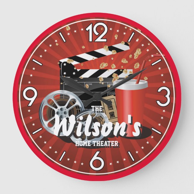 Cine en casa Cine reloj de pared personalizado (Anverso)