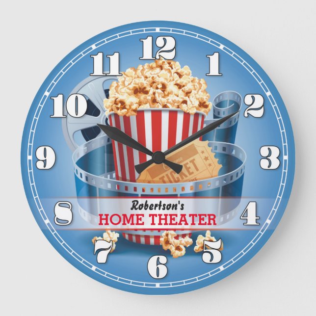 Cine en casa Cine reloj de pared personalizado (Anverso)